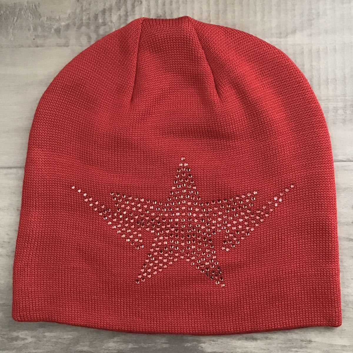 Bape × Swarovski BAPE Red Swarovski BAPESTA logo knit cap beanie star Size ONE SIZE - 1 Thumbnail