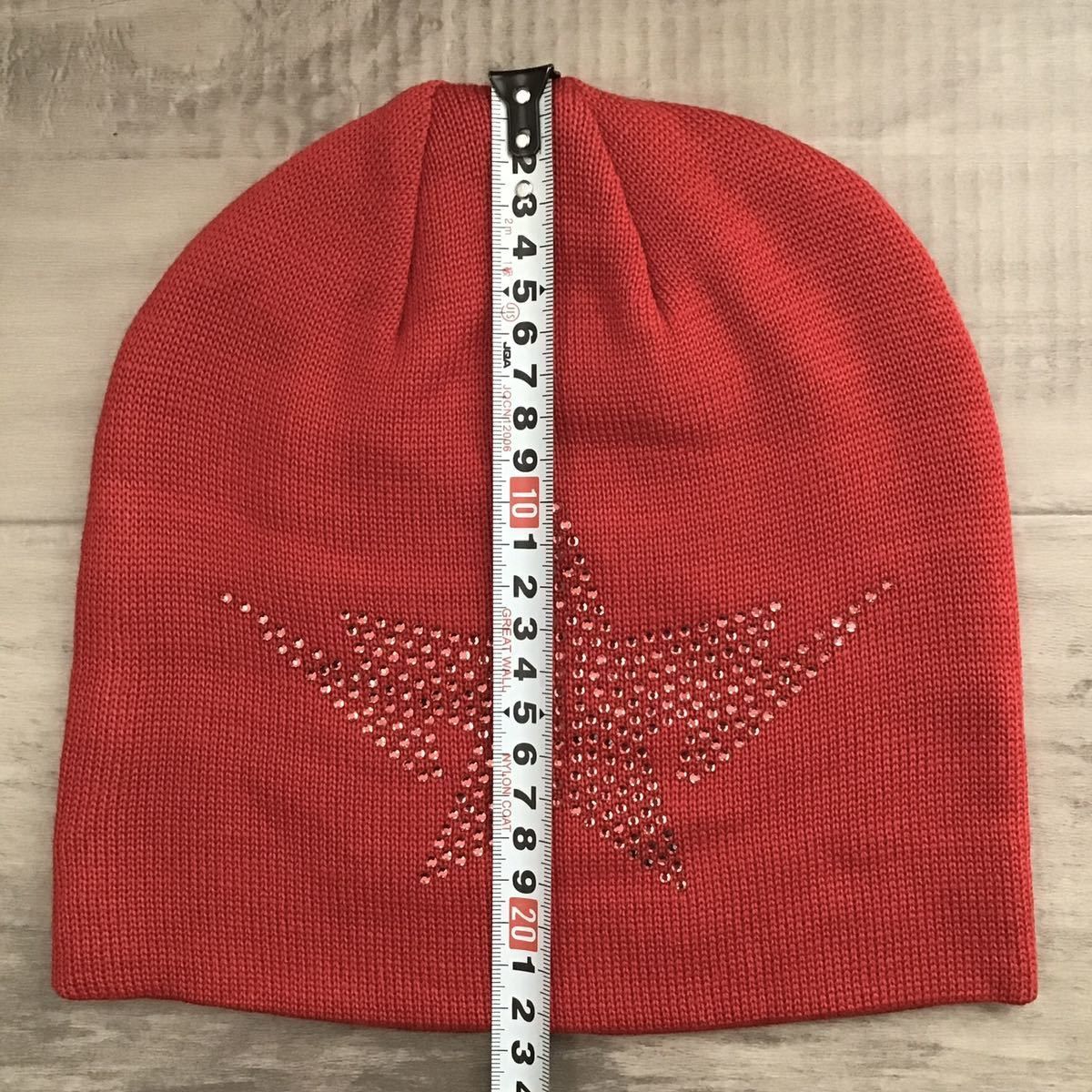 Bape × Swarovski BAPE Red Swarovski BAPESTA logo knit cap beanie star Size ONE SIZE - 5 Thumbnail