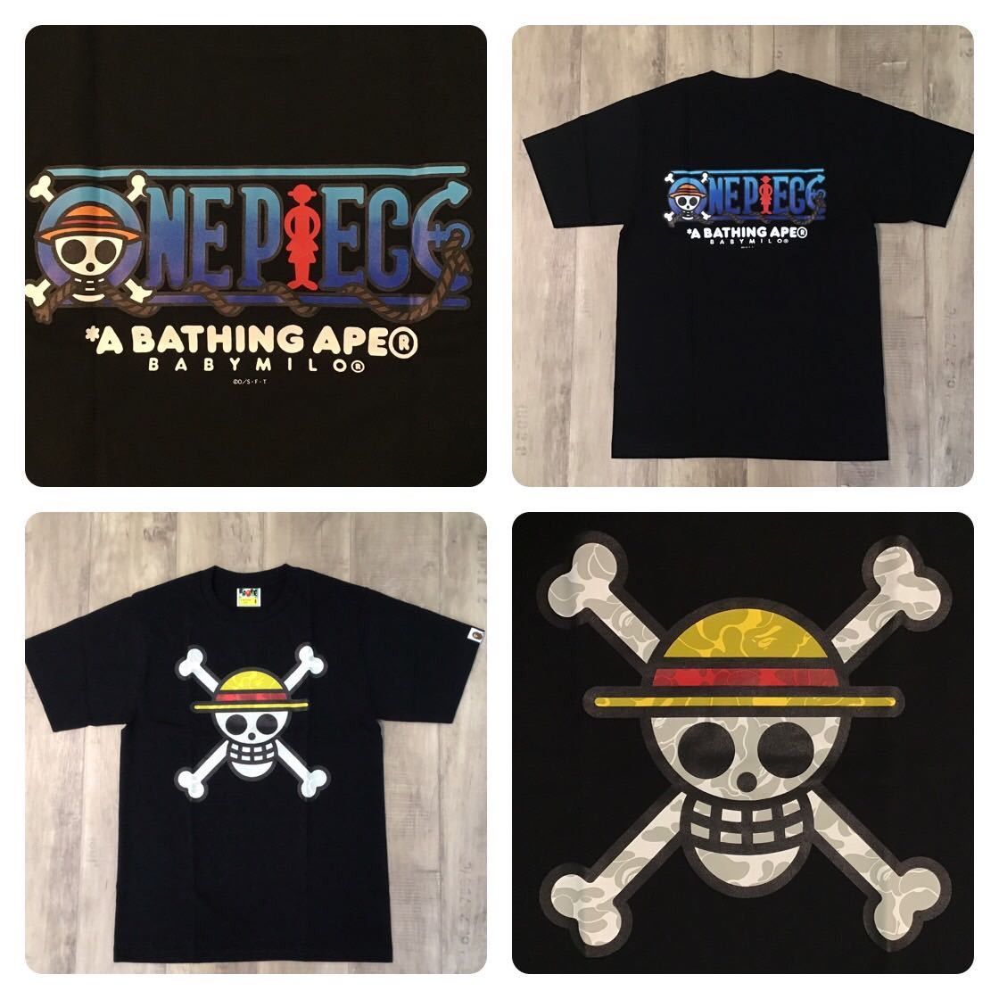 image of Bape × One Piece Straw Hat Jolly Roger T-Shirt Black, Men's (Size Small)