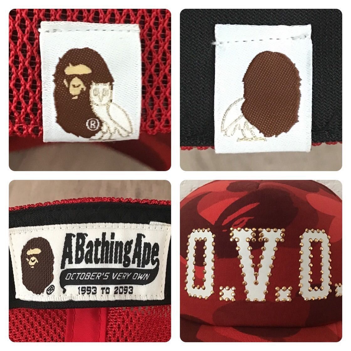 Bape × October's Very Own BAPE × OVO Red camo trucker hat cap Size ONE SIZE - 8 Thumbnail