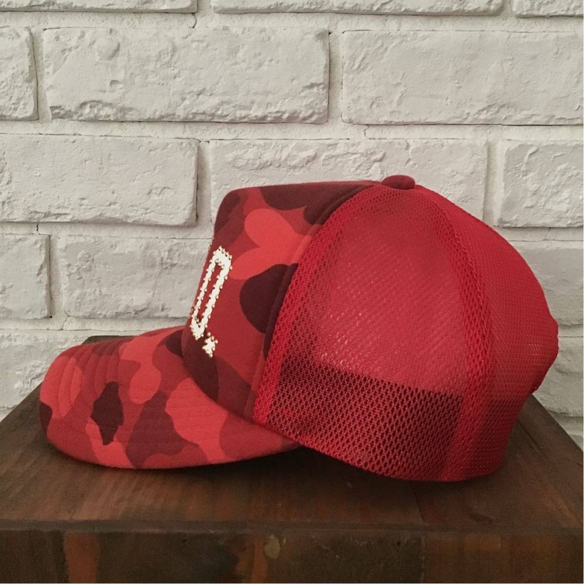 Bape × October's Very Own BAPE × OVO Red camo trucker hat cap Size ONE SIZE - 5 Thumbnail