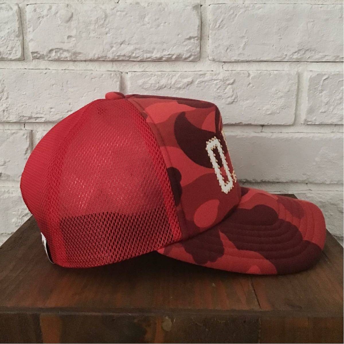 Bape × October's Very Own BAPE × OVO Red camo trucker hat cap Size ONE SIZE - 3 Thumbnail