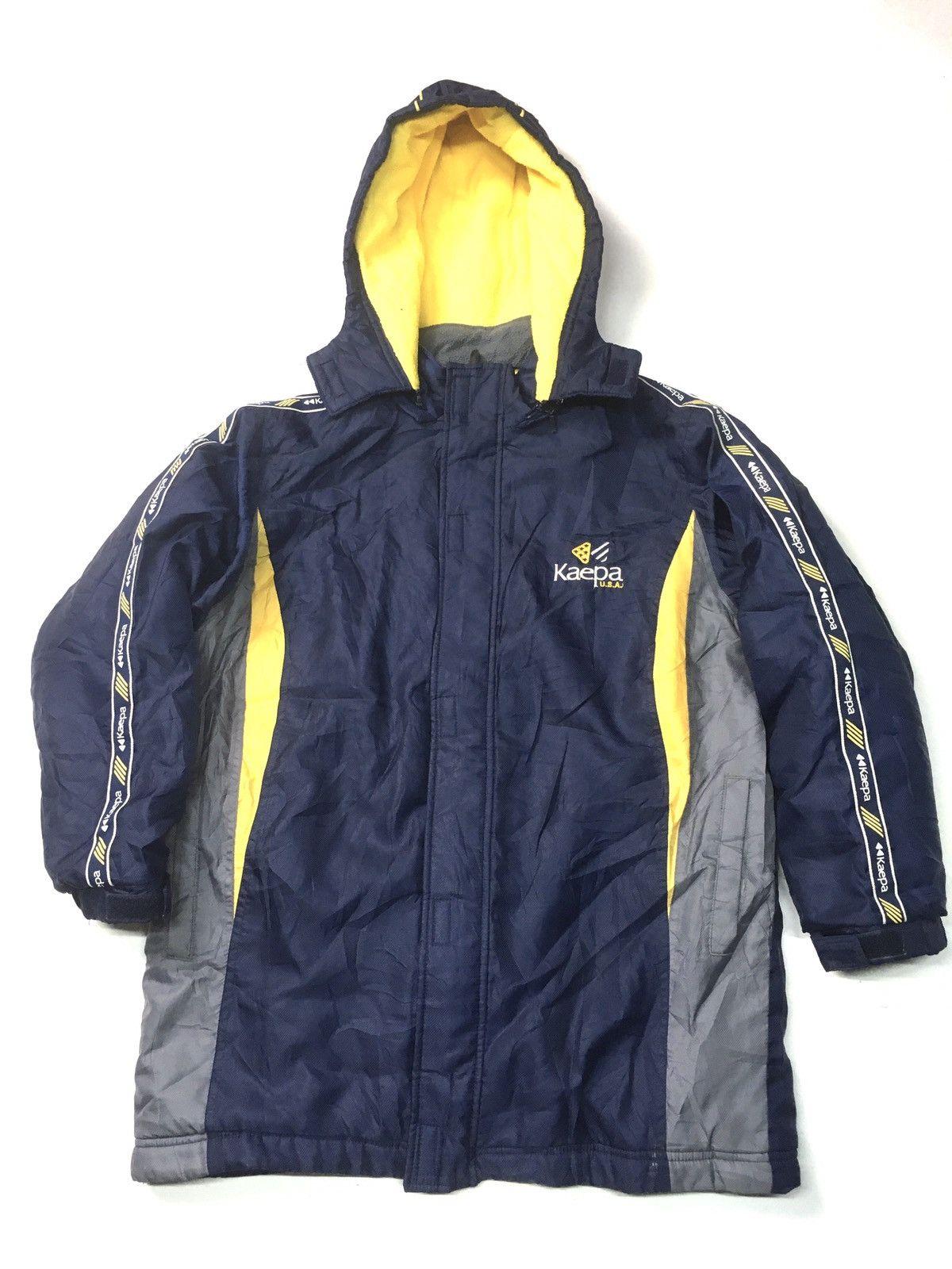 image of Kappa x Vintage Kaepa U.s.a Big Logo Parka Coach Fleece Inner Jacket in Blue, Men's (Size Medium)