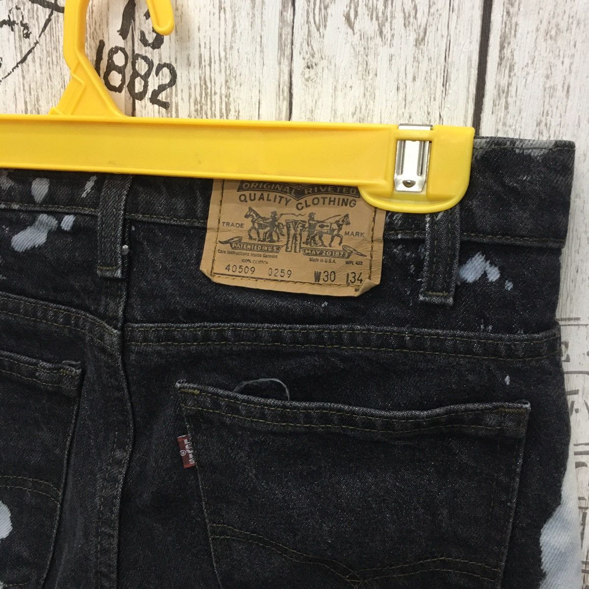 Levi's Rare Levis Distres Black Denim Acid Wash Size US 30 / EU 46 - 7 Thumbnail