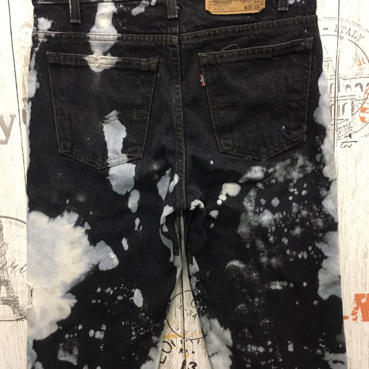 Levi's Rare Levis Distres Black Denim Acid Wash Size US 30 / EU 46 - 8 Thumbnail