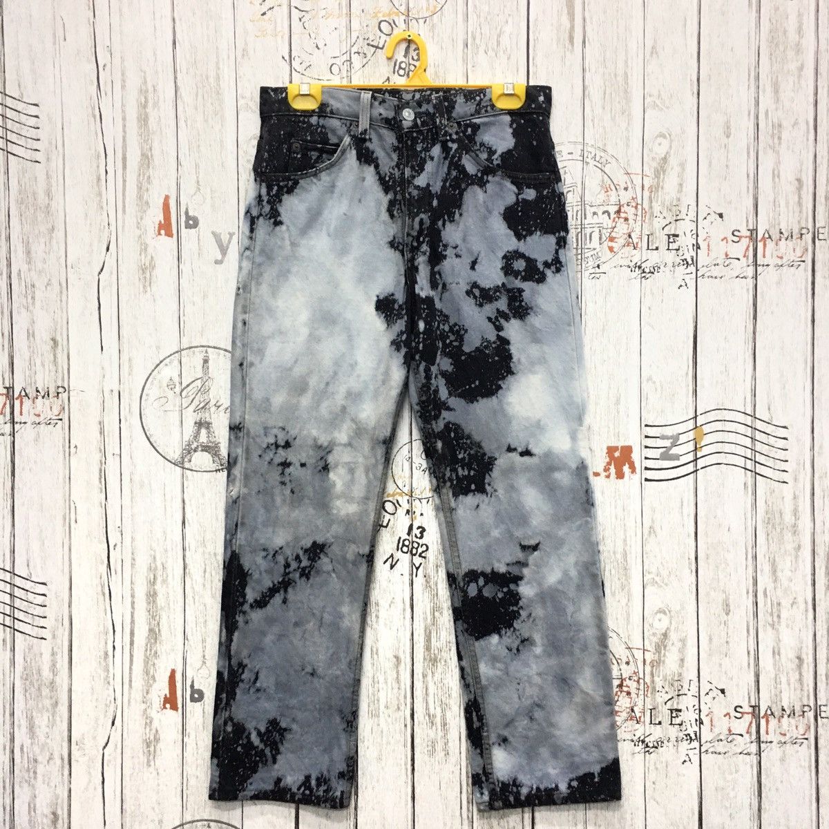Levi's Rare Levis Distres Black Denim Acid Wash Size US 30 / EU 46 - 1 Thumbnail
