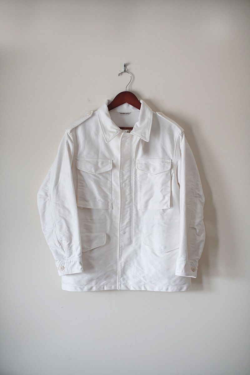 image of Auralee Denim Military Jacket in White, Men's (Size Medium)