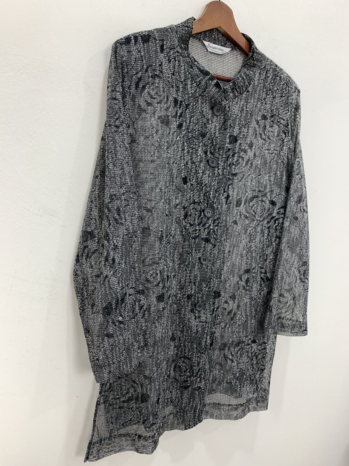 Japanese Brand FRANCAISE Mesh Net Fullprint Rose Transparent Long Cardigan Size L / US 10 / IT 46 - 6 Thumbnail