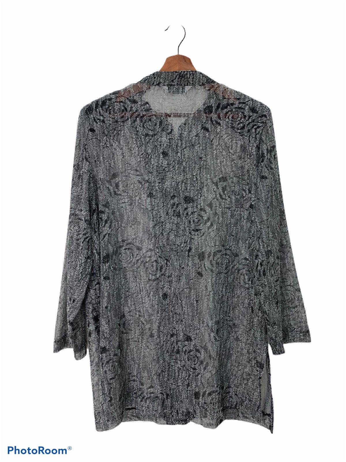 Japanese Brand FRANCAISE Mesh Net Fullprint Rose Transparent Long Cardigan Size L / US 10 / IT 46 - 2 Thumbnail