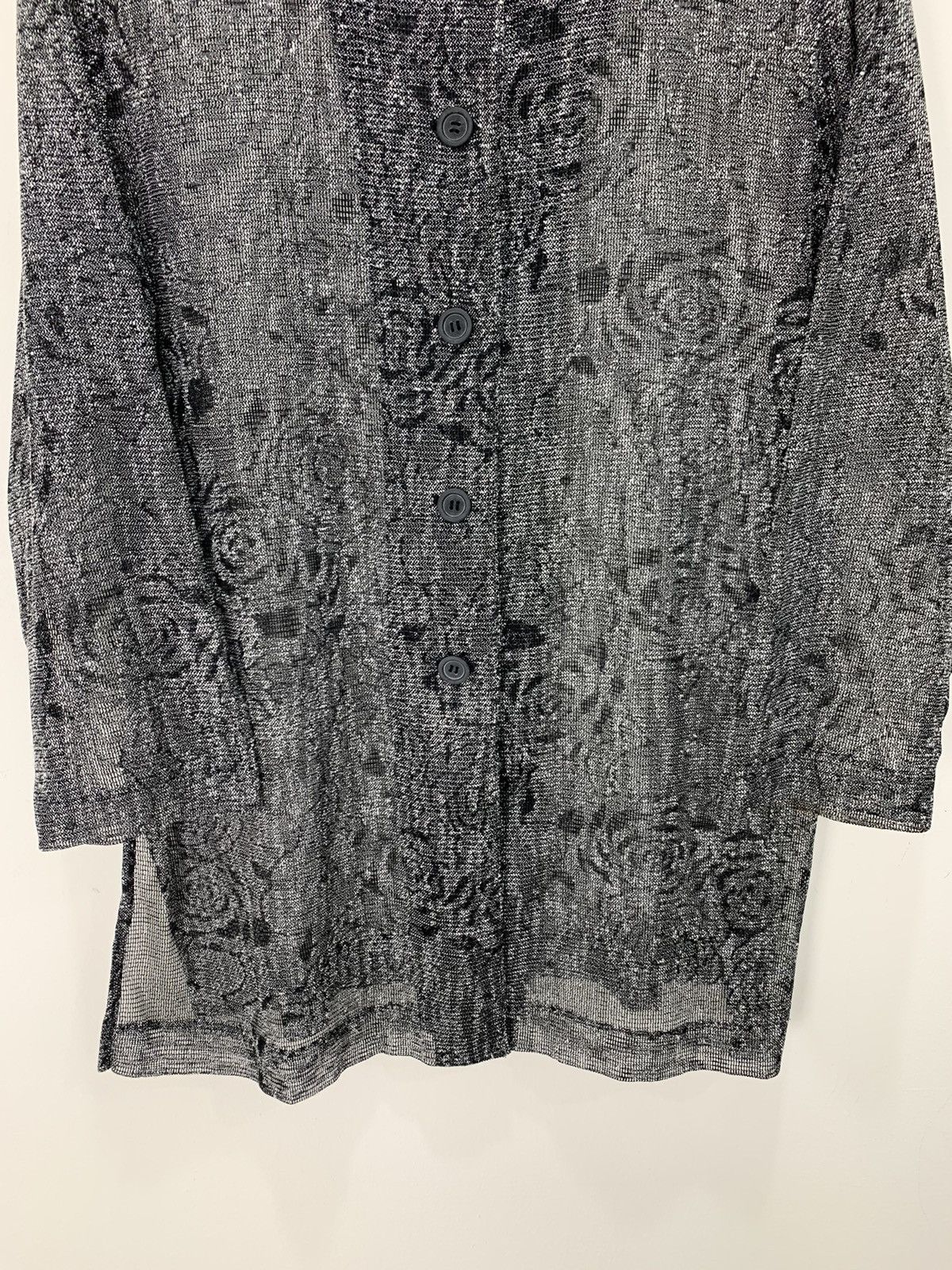 Japanese Brand FRANCAISE Mesh Net Fullprint Rose Transparent Long Cardigan Size L / US 10 / IT 46 - 5 Thumbnail