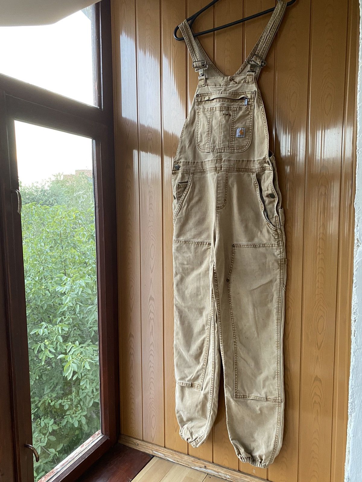 image of Vintage Carhartt Double Knee Workwear Distressed Overall in Beige, Men's (Size 32)