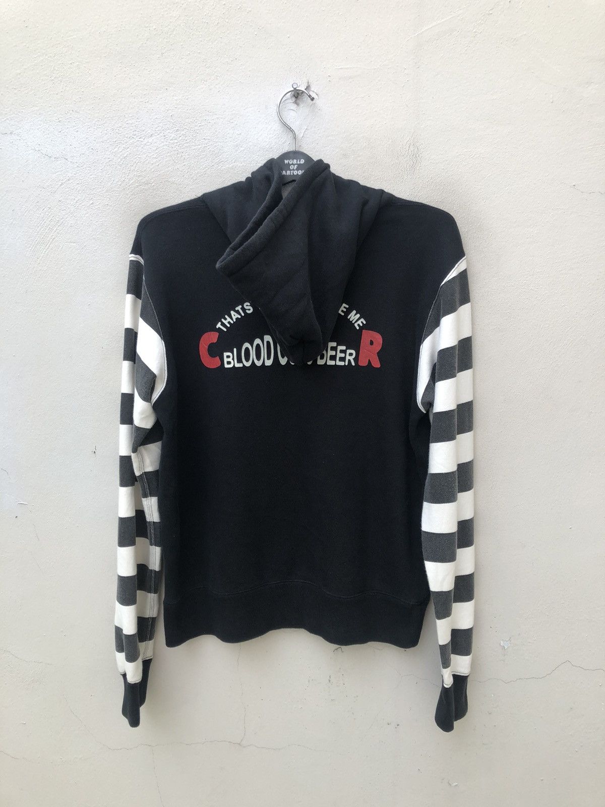Vintage Cut - Rate Japan Border Striped Sleeves Black Hoodie Size US M / EU 48-50 / 2 - 6 Thumbnail