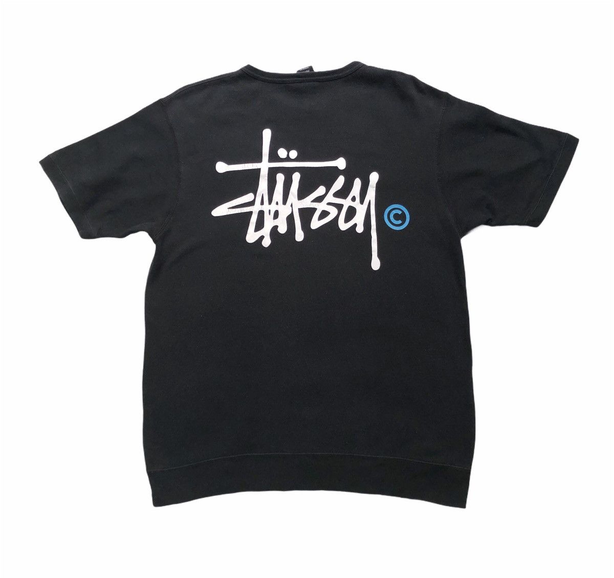 Pre-owned Stussy X Vintage Stussy Iconic Signature Crewneck Short Sleeves Sweatshirt In Faded
