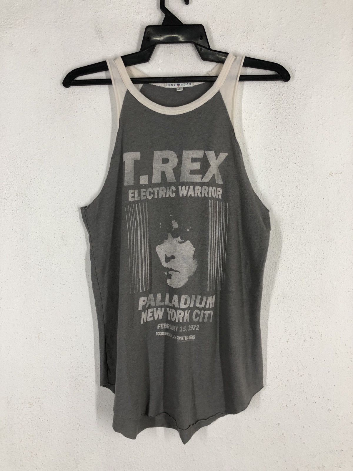 image of Band Tees x Junk Food T Rex Electric Warrior Urban Outfitters Tank Top in Grey, Men's (Size Small)