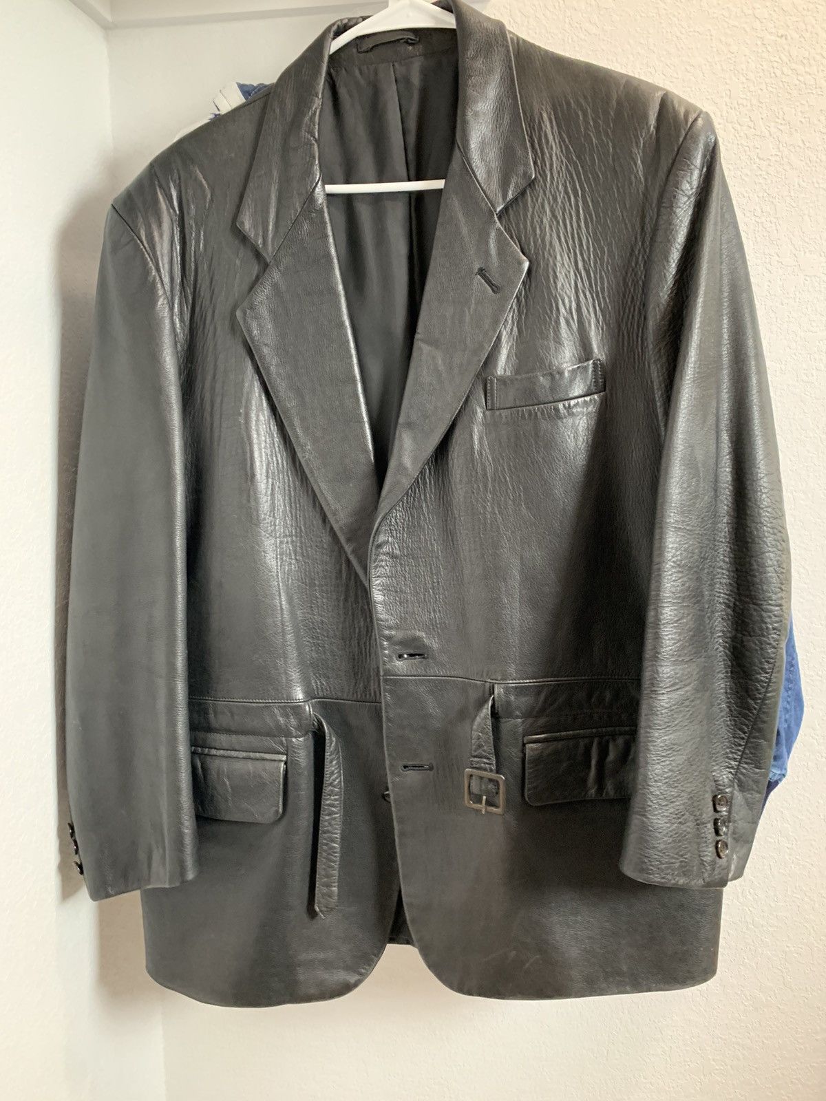 Comme des Garcons Homme Plus Black leather belted jacket Size US M / EU 48-50 / 2 - 1 Thumbnail
