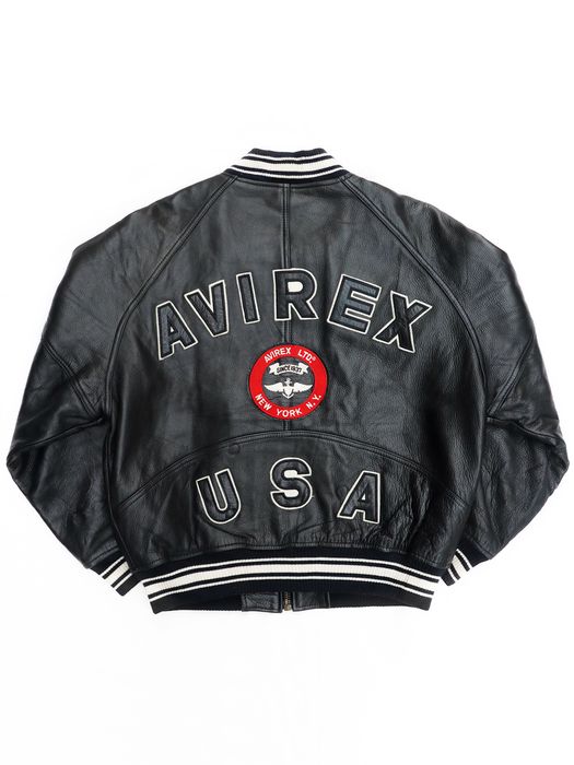 Vintage Avirex USA Vintage Varsity Icon Leather Jacket Black | Grailed