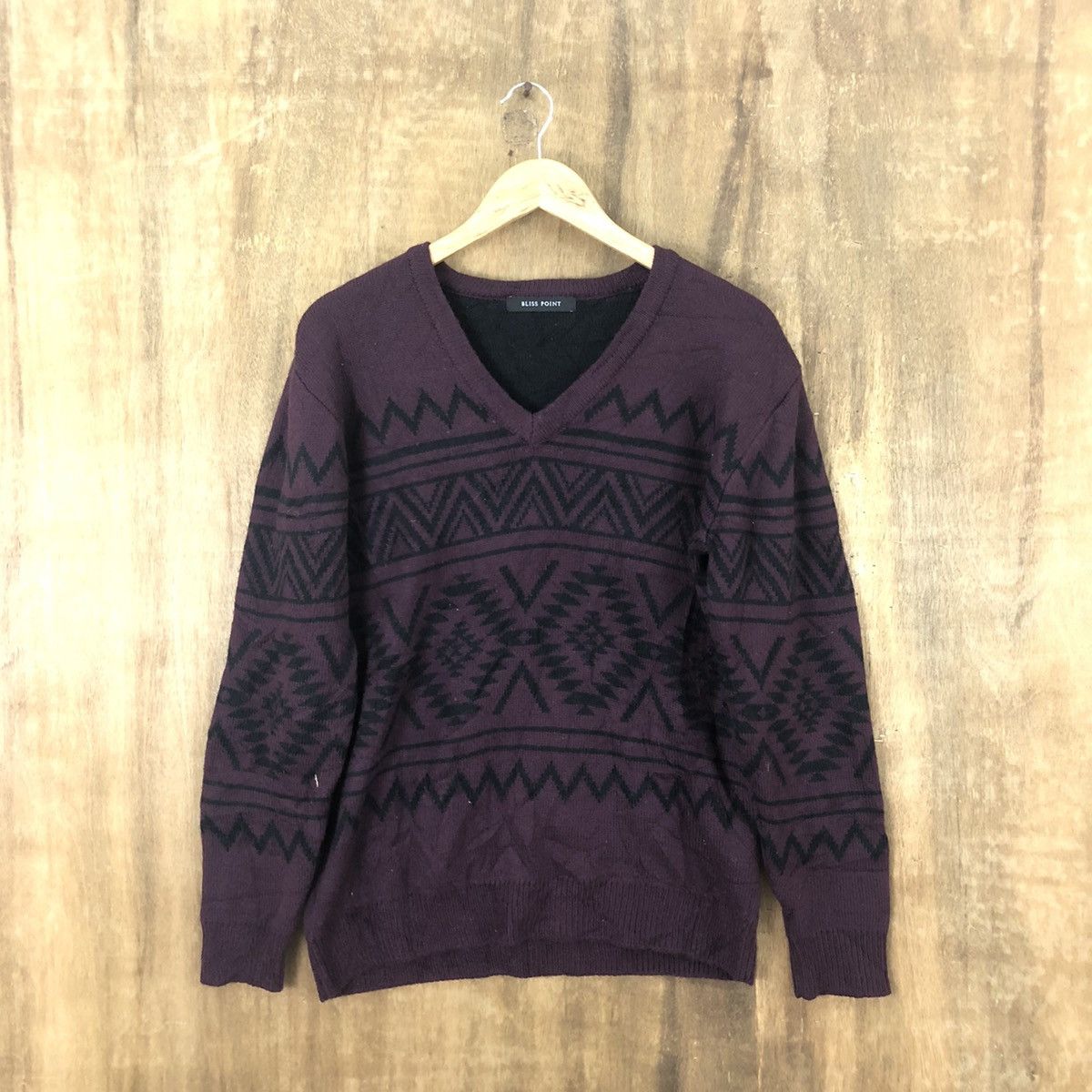 Aran Isles Knitwear × Japanese Brand Bliss Point Purple Cardigan Knitwear vintage #6234 Size US L / EU 52-54 / 3 - 1 Thumbnail