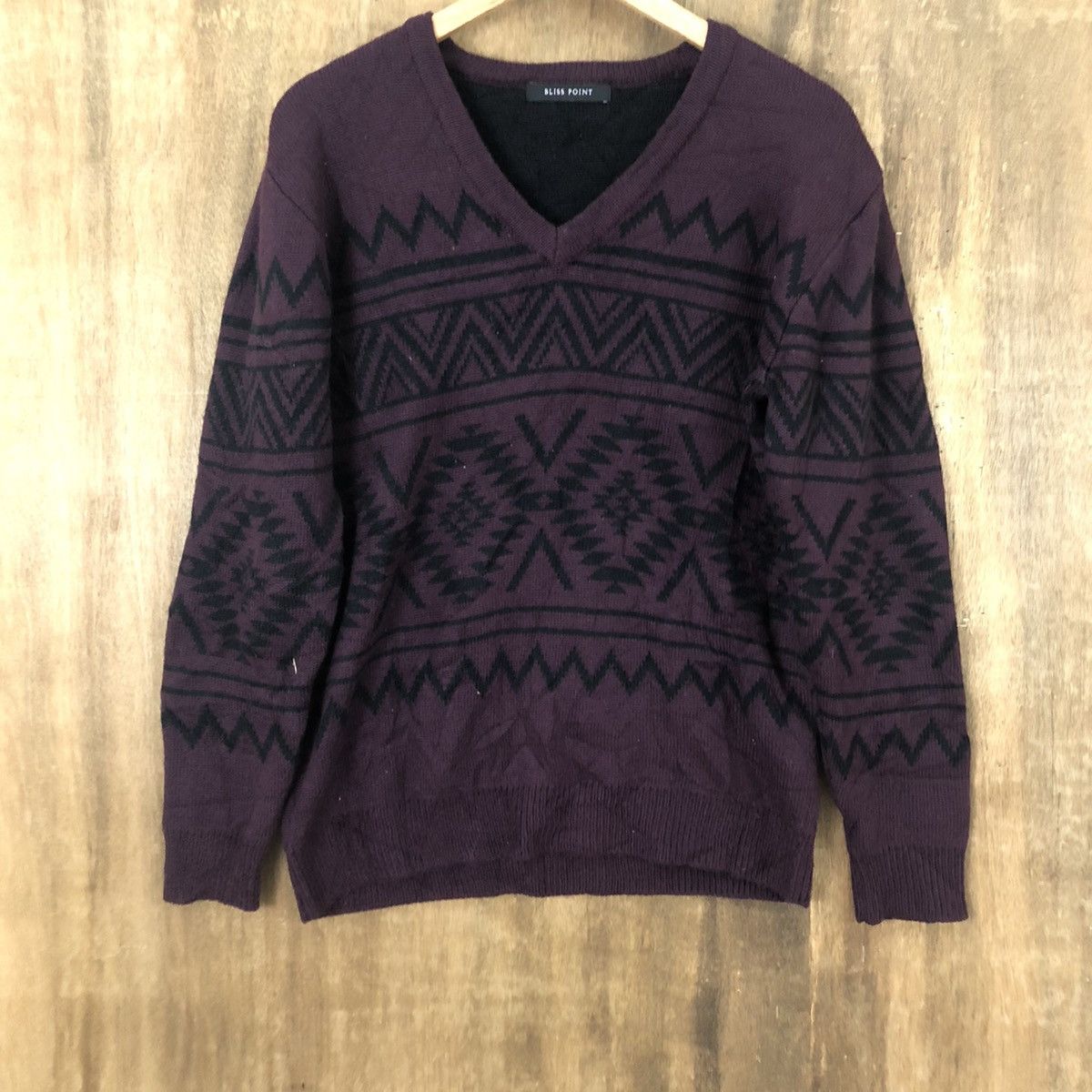 Aran Isles Knitwear × Japanese Brand Bliss Point Purple Cardigan Knitwear vintage #6234 Size US L / EU 52-54 / 3 - 3 Thumbnail