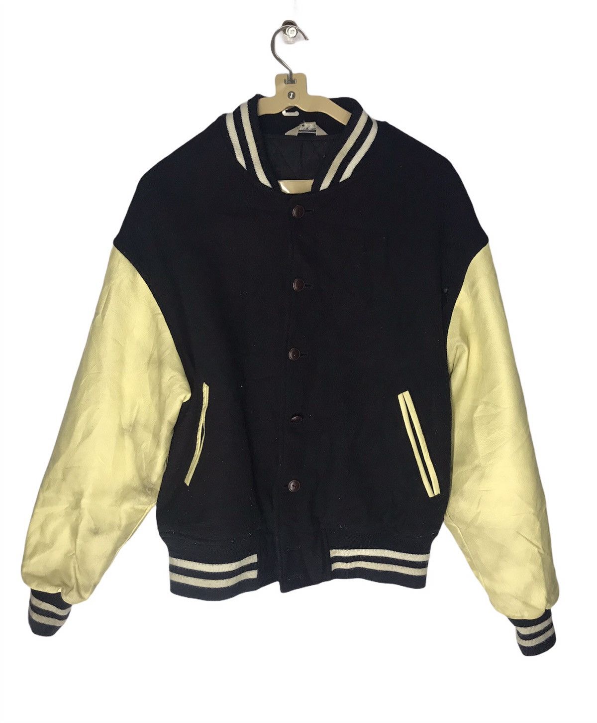 Vintage Vintage neo blood varsity leather sleeve jacket button up Size US M / EU 48-50 / 2 - 1 Thumbnail