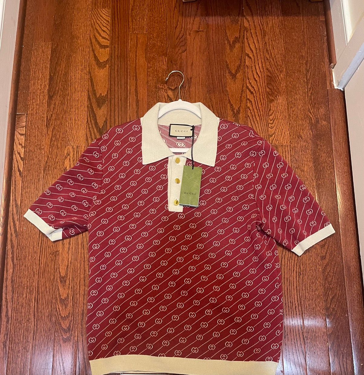 Pre-owned Gucci Diagonal Polo Shirt In Red
