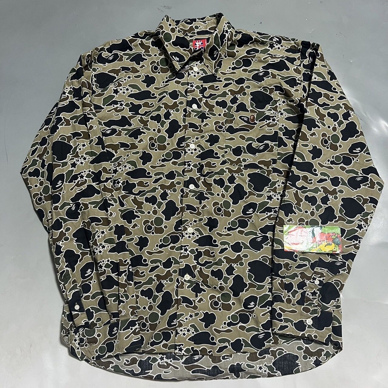 image of Bape Psyche Camo Long Sleeve Shirts, Men's (Size XL)