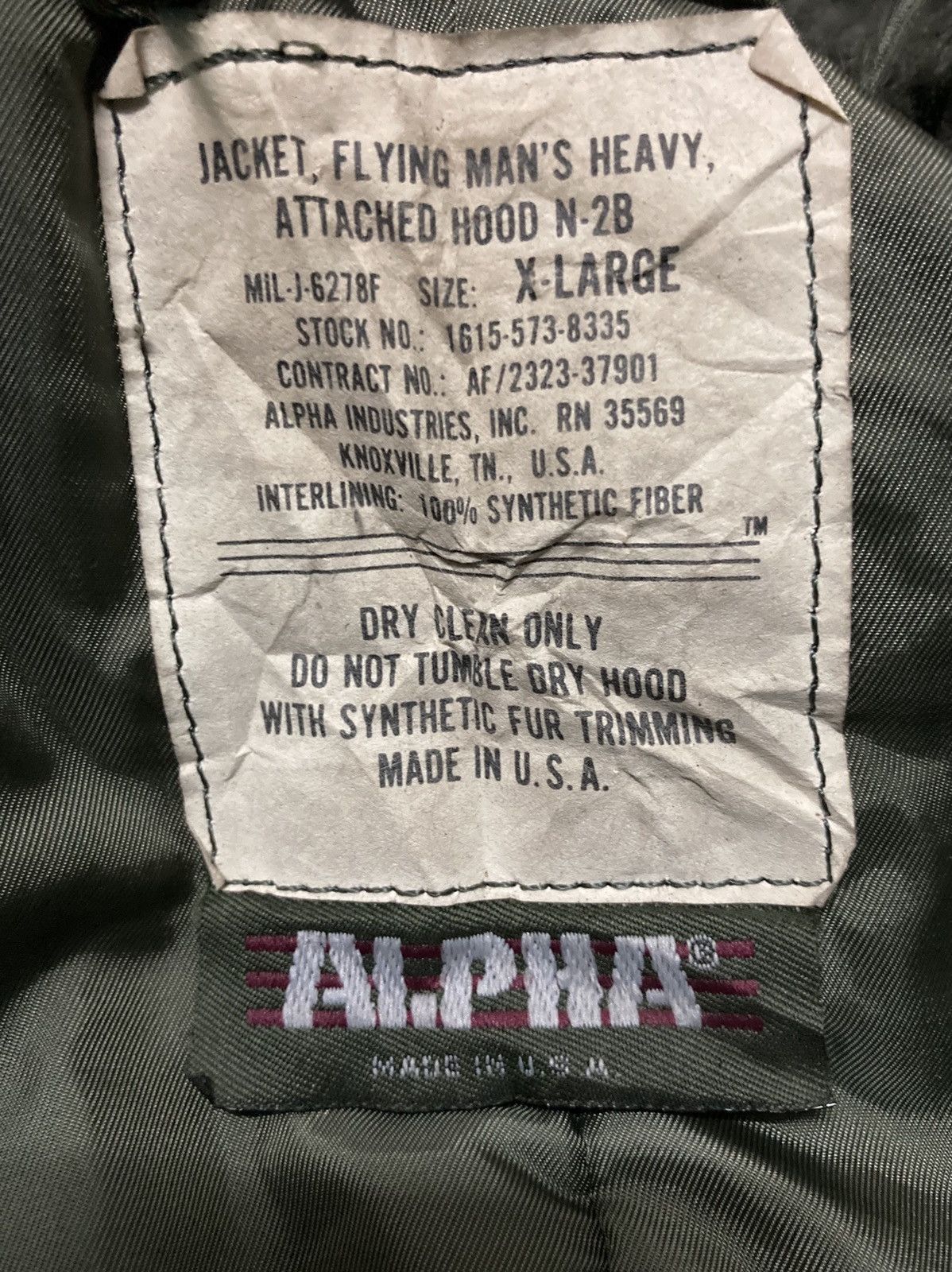 Alpha Industries Alpha Flying Man’s Heavy Attached Hooded N-2B Jacket Size US XL / EU 56 / 4 - 7 Thumbnail