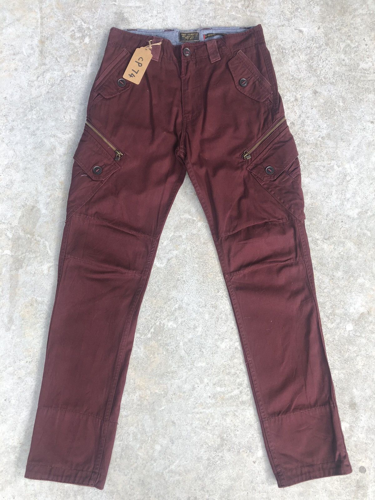 image of Seditionaries Back Number Vintage Cargo Pants Tactical Multipocket in Maroon, Men's (Size 30)