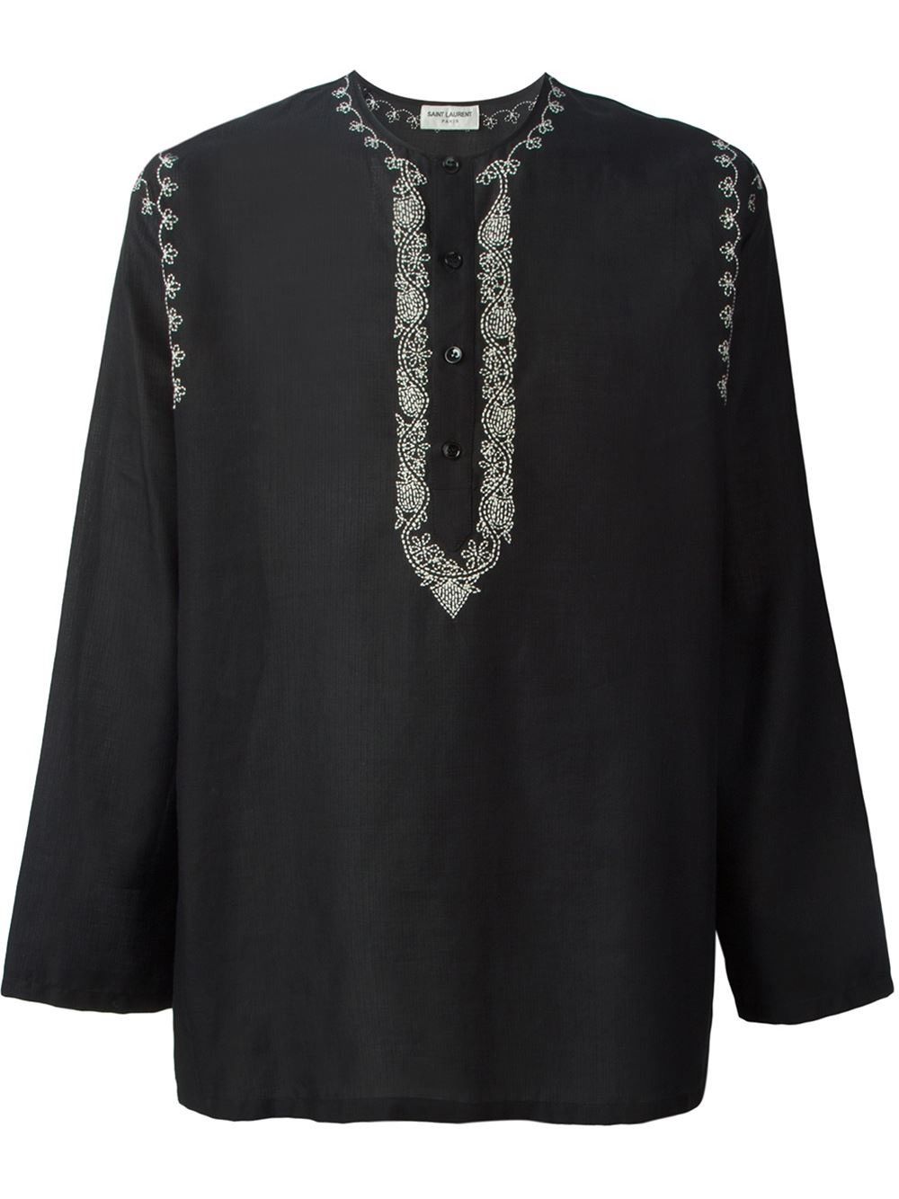 Hedi Slimane × Saint Laurent Paris 15SS Embroidered Henley Tunic sz38 Size US S / EU 44-46 / 1 - 7 Thumbnail