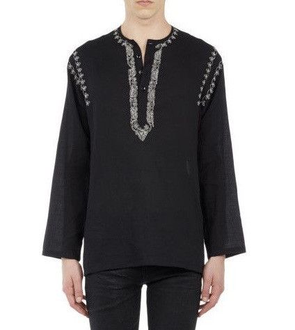 Hedi Slimane × Saint Laurent Paris 15SS Embroidered Henley Tunic sz38 Size US S / EU 44-46 / 1 - 8 Thumbnail