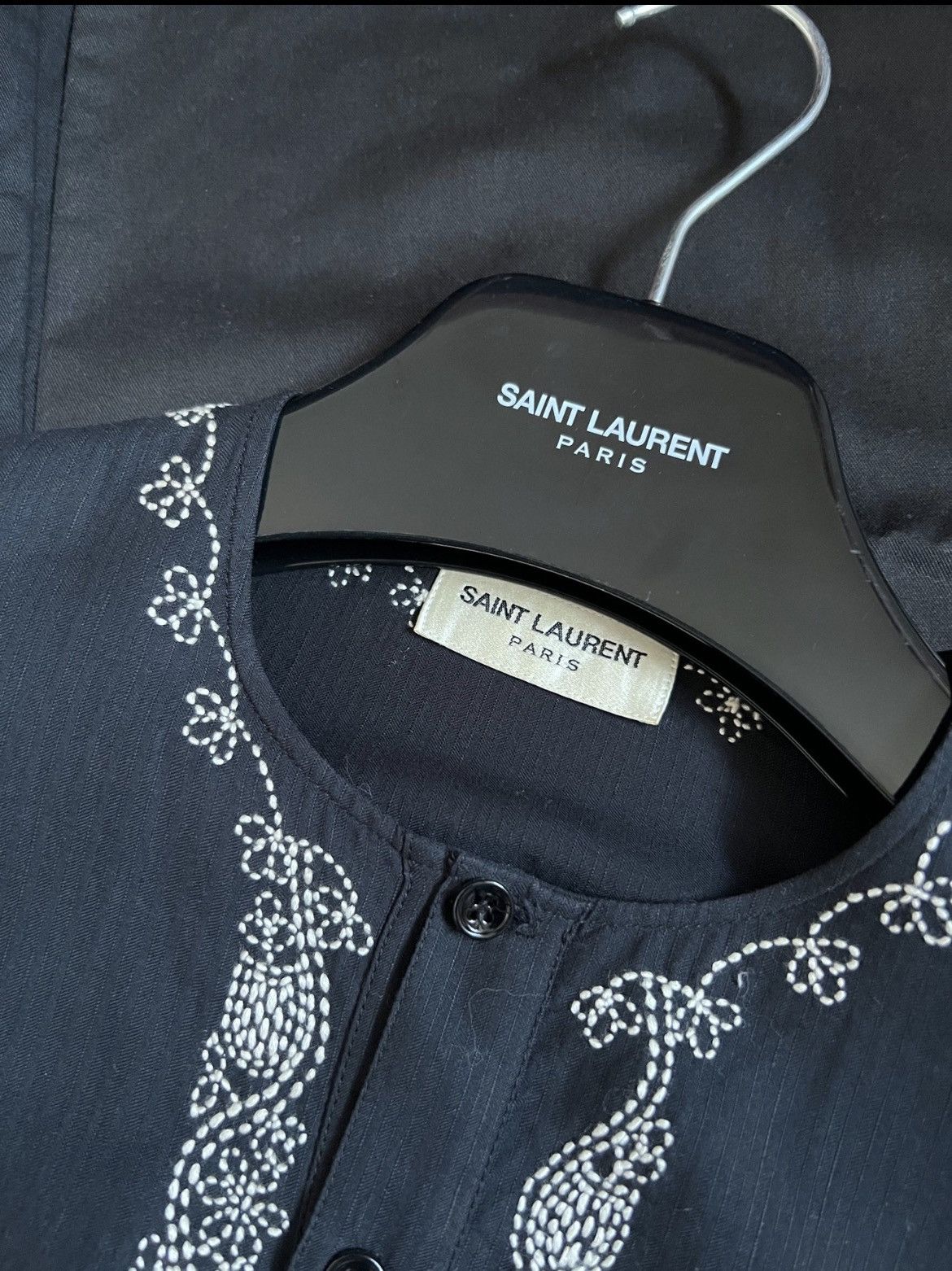 Hedi Slimane × Saint Laurent Paris 15SS Embroidered Henley Tunic sz38 Size US S / EU 44-46 / 1 - 4 Thumbnail