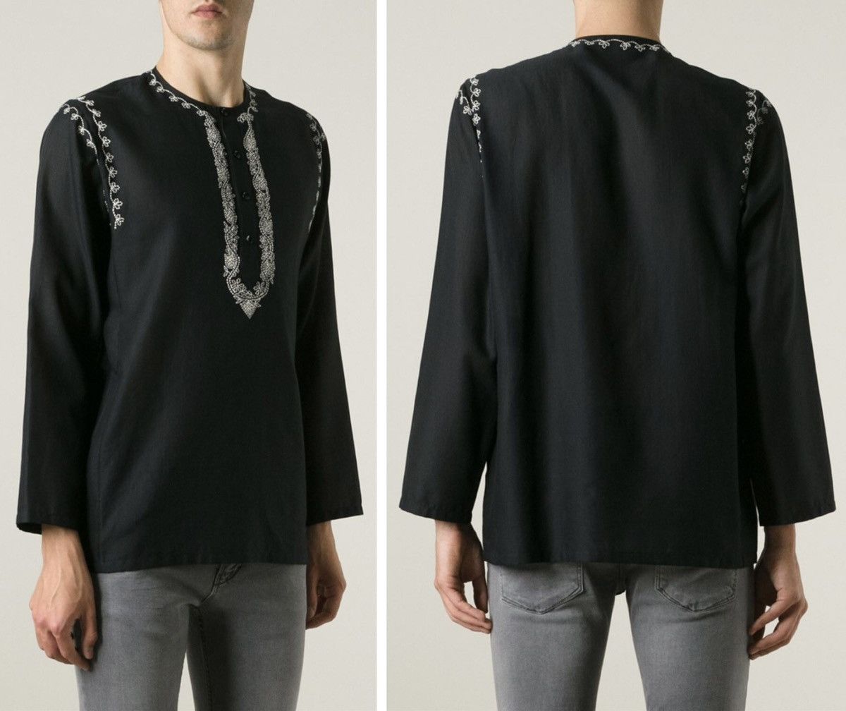Hedi Slimane × Saint Laurent Paris 15SS Embroidered Henley Tunic sz38 Size US S / EU 44-46 / 1 - 10 Thumbnail