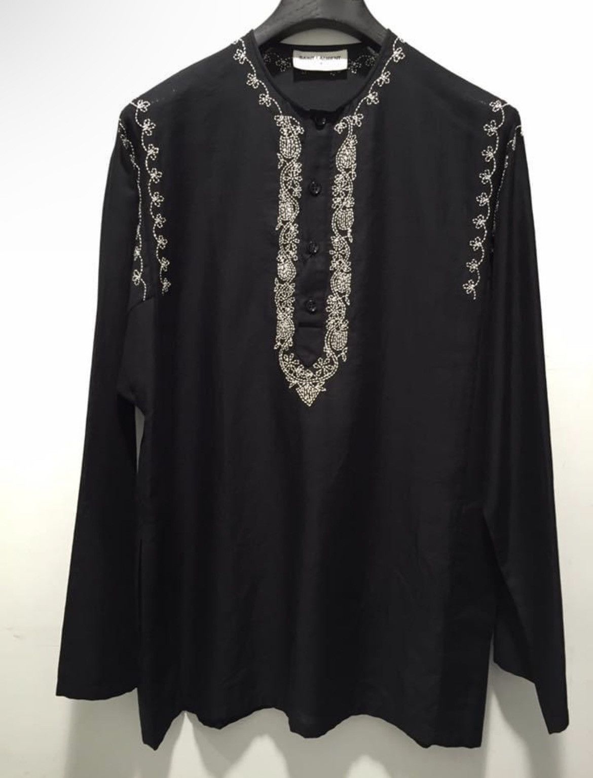Hedi Slimane × Saint Laurent Paris 15SS Embroidered Henley Tunic sz38 Size US S / EU 44-46 / 1 - 1 Thumbnail