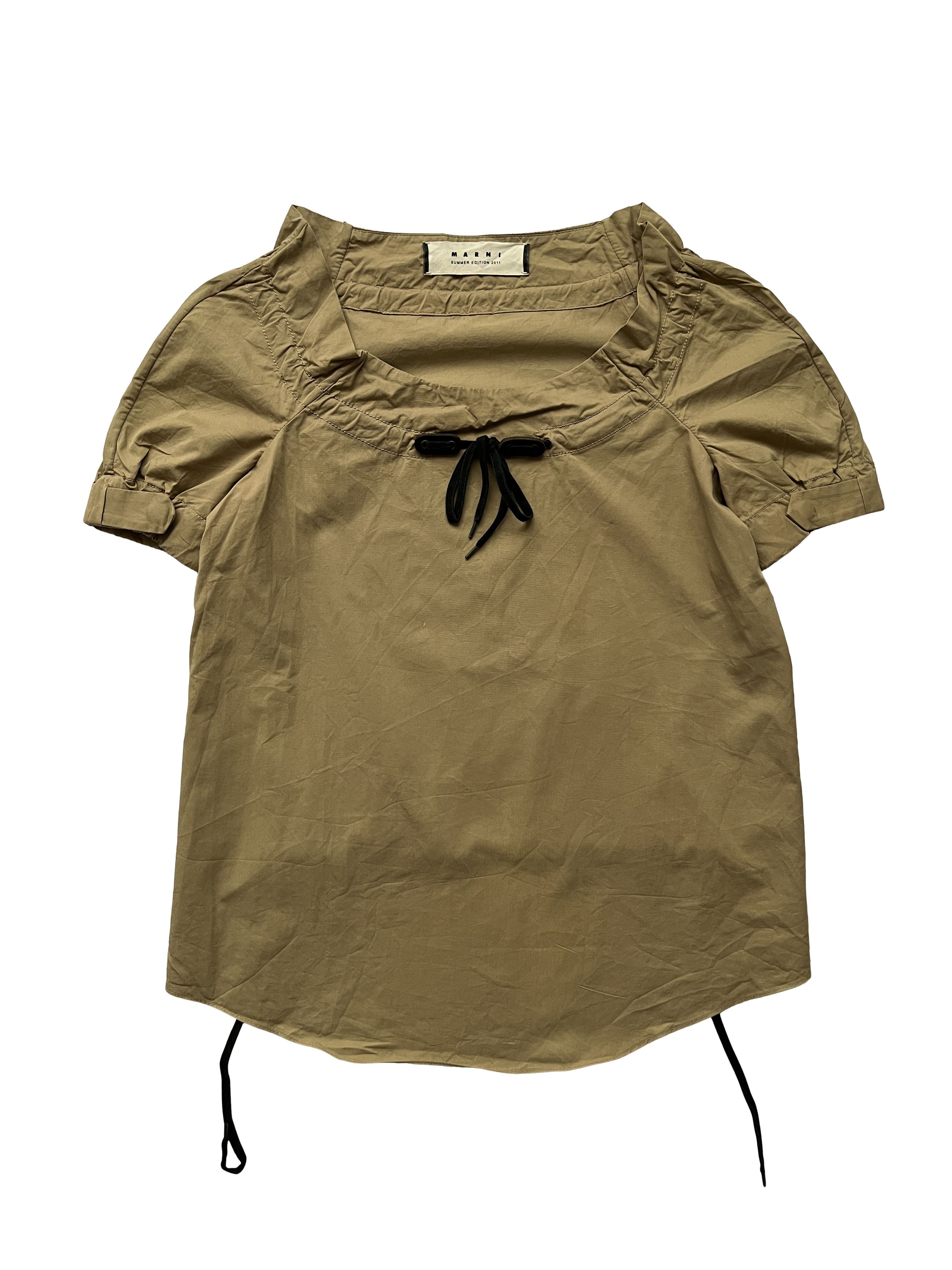 Marni ⚡️QUICK SALE⚡️2011 Marni Dark Beige Short Sleeve Top Blouse Size XS / US 0-2 / IT 36-38 - 1 Thumbnail