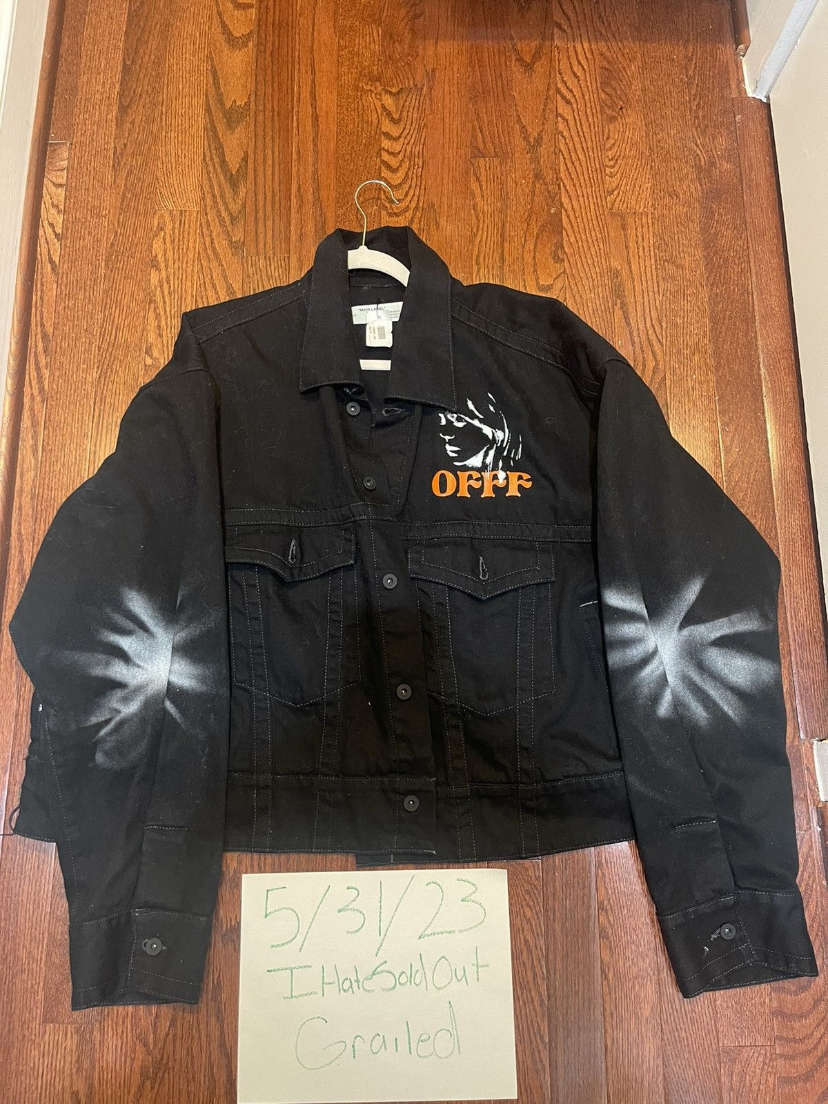 Off-White Off White C/o Virgil Abloh Offf Beige Black Denim Jacket Size US M / EU 48-50 / 2 - 2 Thumbnail