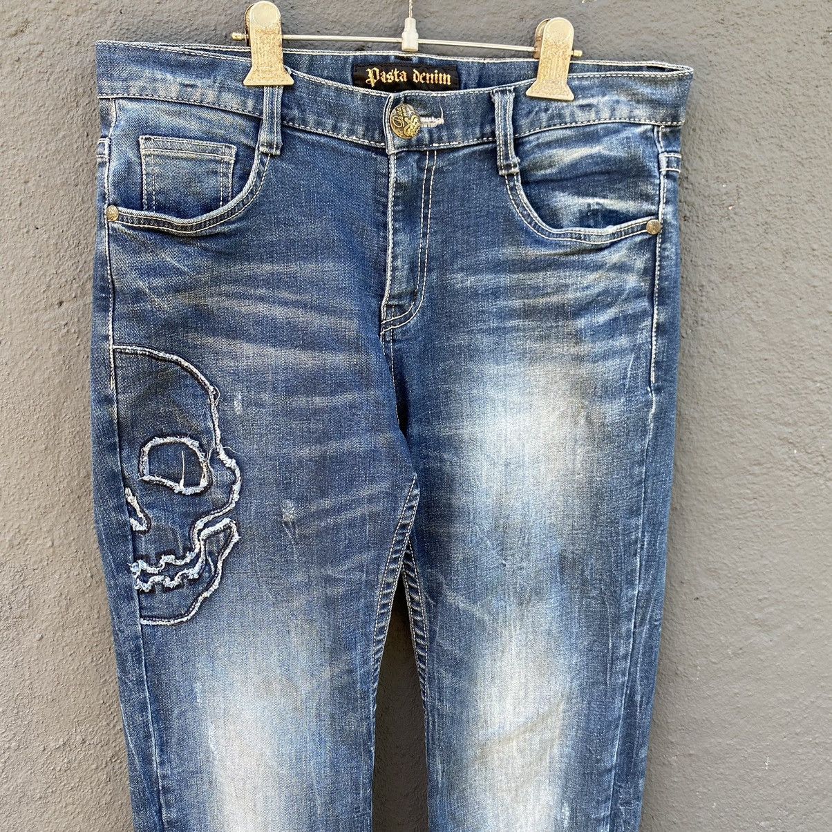 Japanese Brand Vintage Skulls Pasta Denim ERD GRUNGE CHROME Pant Size US 33 - 4 Thumbnail