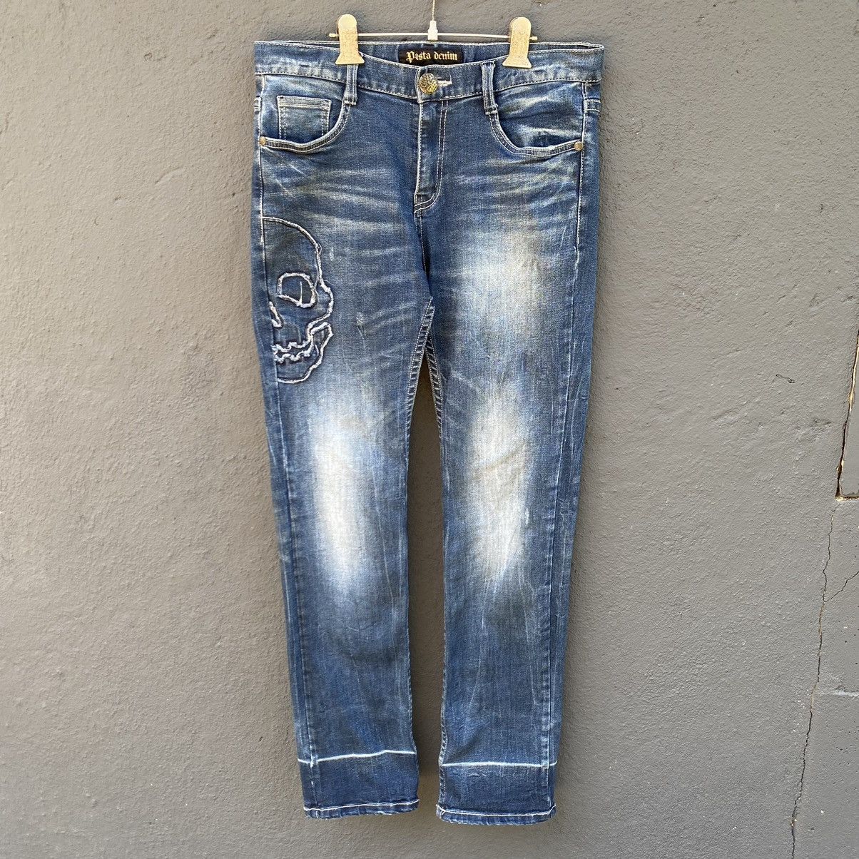Japanese Brand Vintage Skulls Pasta Denim ERD GRUNGE CHROME Pant Size US 33 - 2 Thumbnail