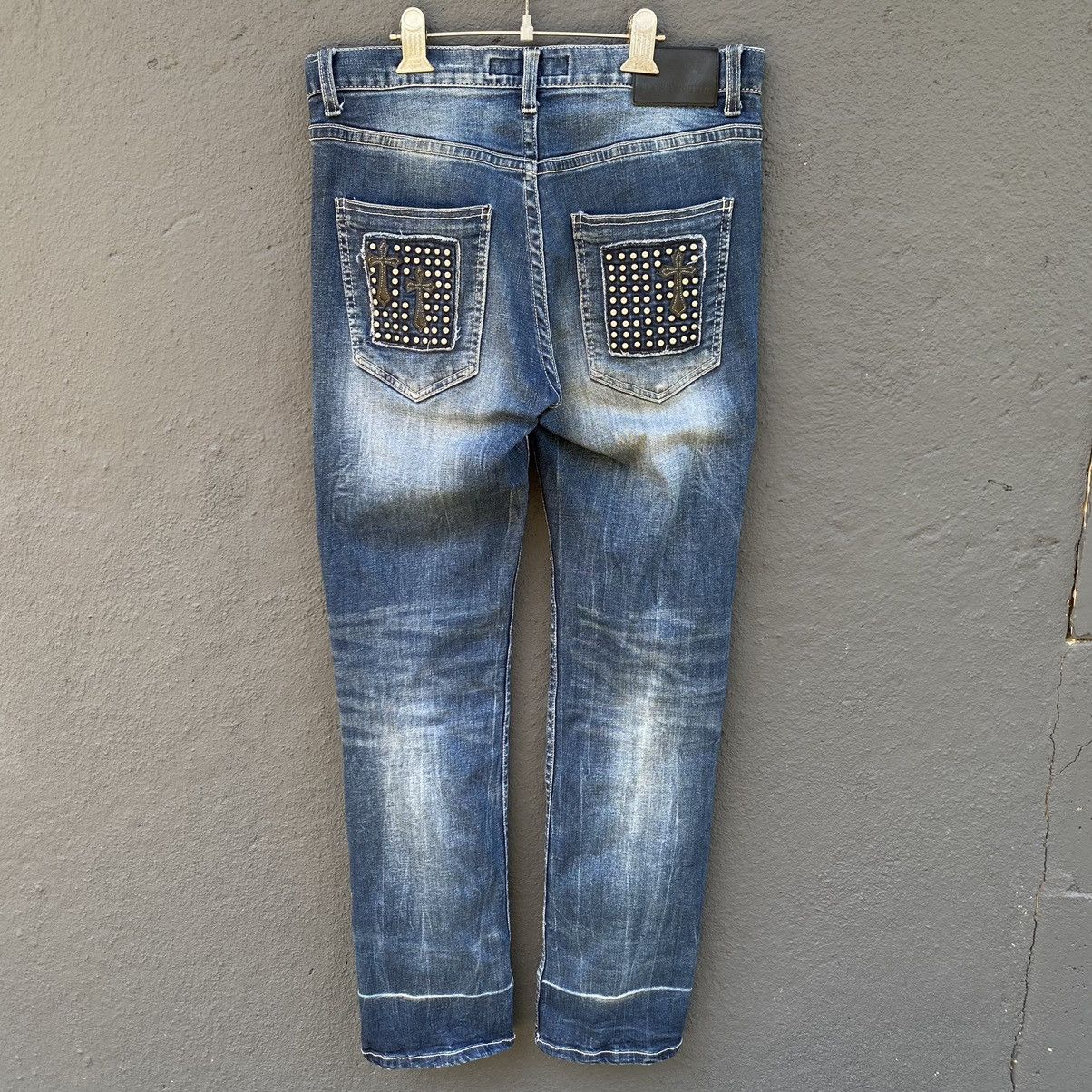 Japanese Brand Vintage Skulls Pasta Denim ERD GRUNGE CHROME Pant Size US 33 - 1 Thumbnail