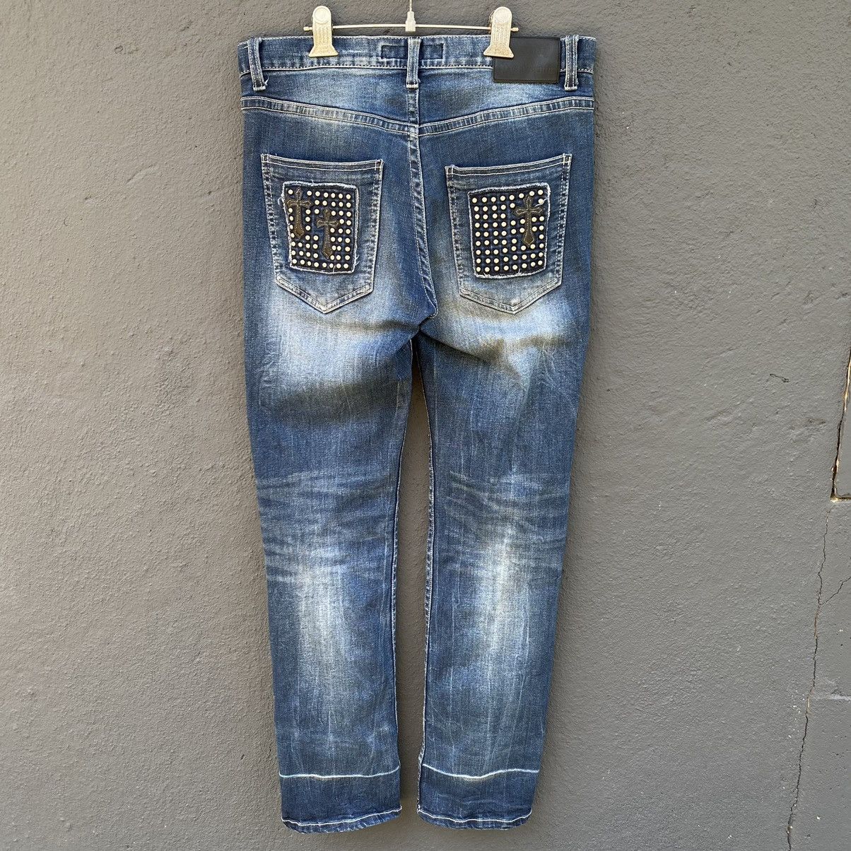 image of Skulls x Vintage Chrome Hearts Style Pasta Denim Pant, Men's (Size 33)