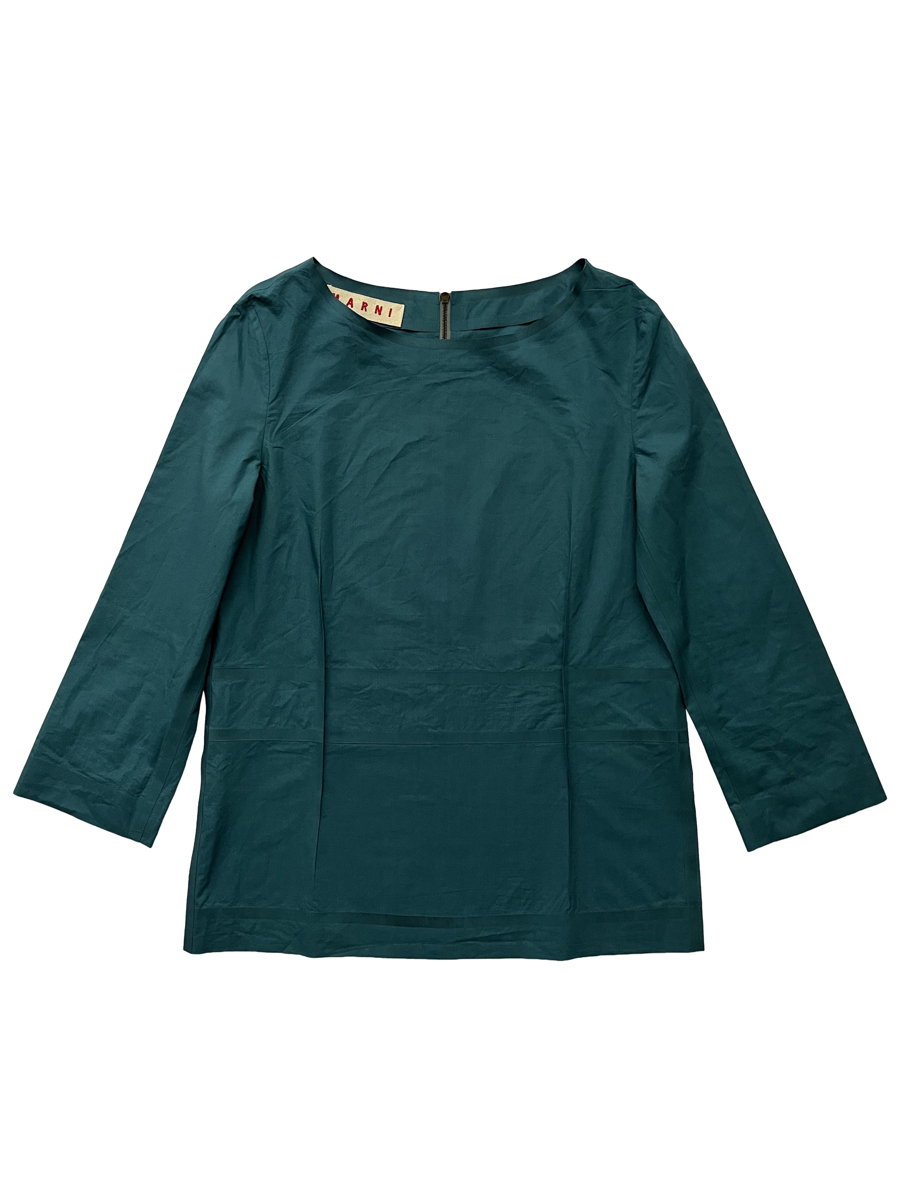 Marni ⚡️QUICK SALE⚡️Marni Teal Fitted 3/4 Sleeve Top Blouse Size S / US 4 / IT 40 - 1 Thumbnail