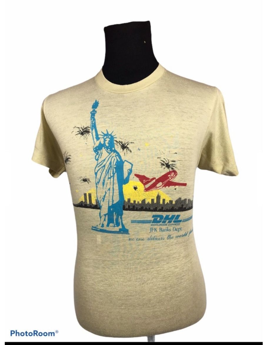 image of 1990X Clothing x Dhl 80's Dhl Worldwide Express New York T Shirt, Men's (Size Large)