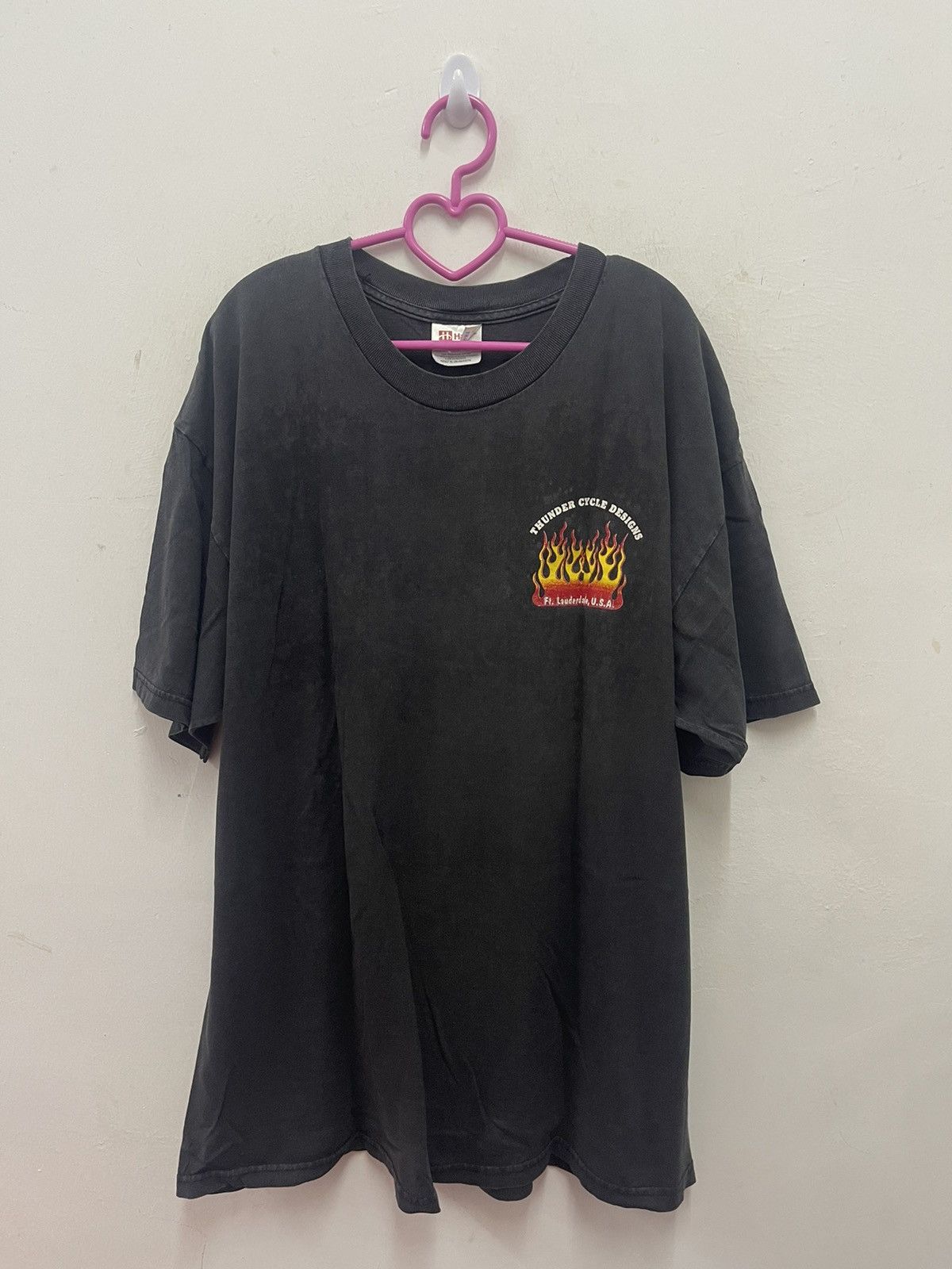 Harley Davidson Rare Vintage THUNDER CYCLE Race Team on Fire Flame Tee Size US XL / EU 56 / 4 - 3 Thumbnail