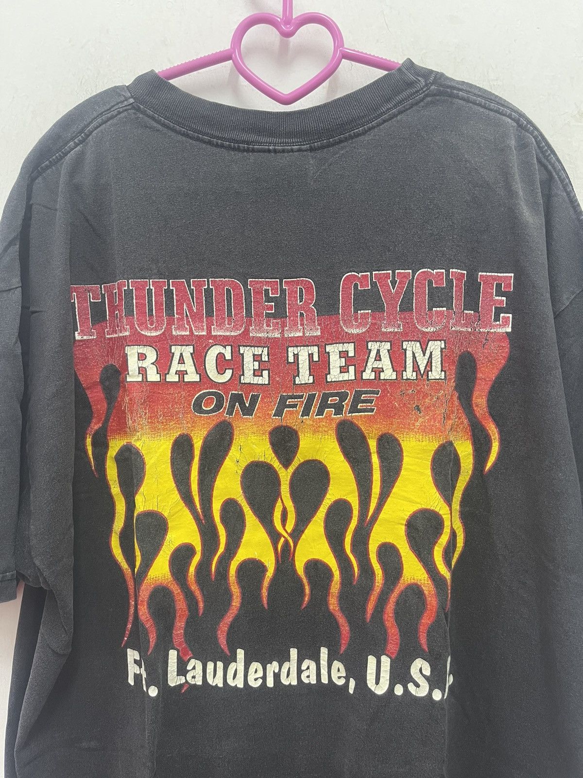 Harley Davidson Rare Vintage THUNDER CYCLE Race Team on Fire Flame Tee Size US XL / EU 56 / 4 - 2 Thumbnail