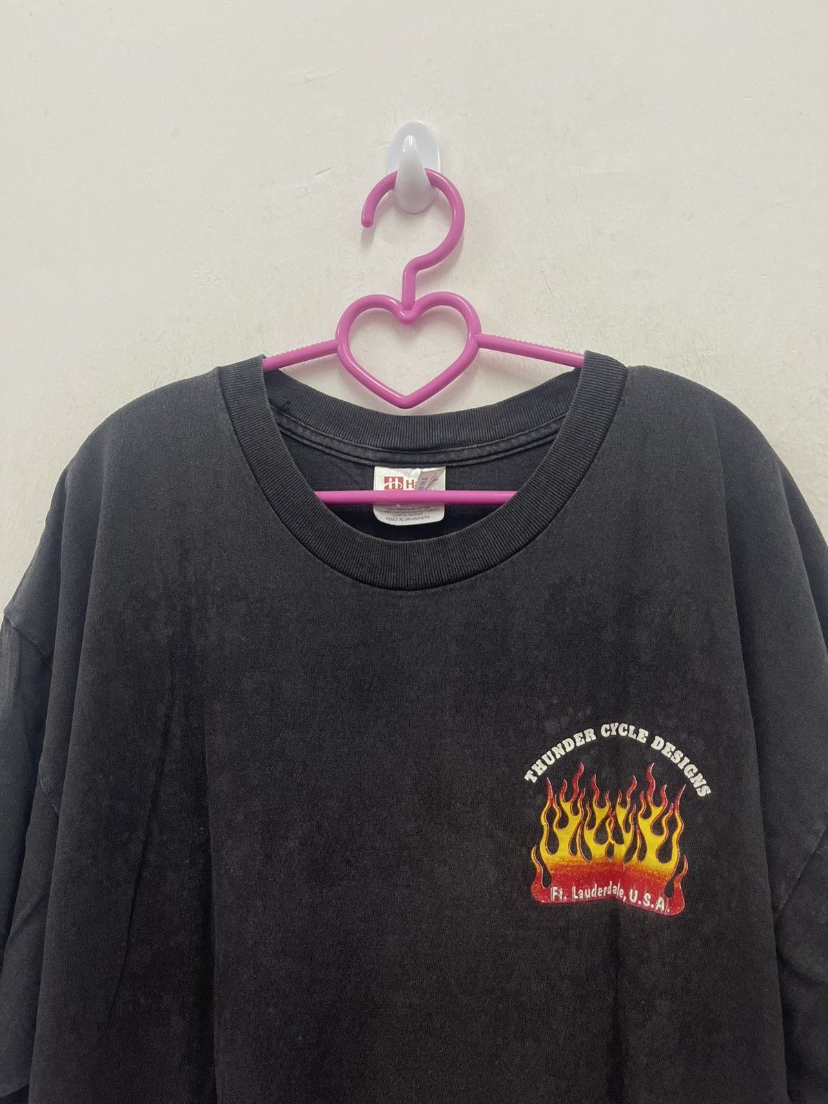 Harley Davidson Rare Vintage THUNDER CYCLE Race Team on Fire Flame Tee Size US XL / EU 56 / 4 - 4 Thumbnail