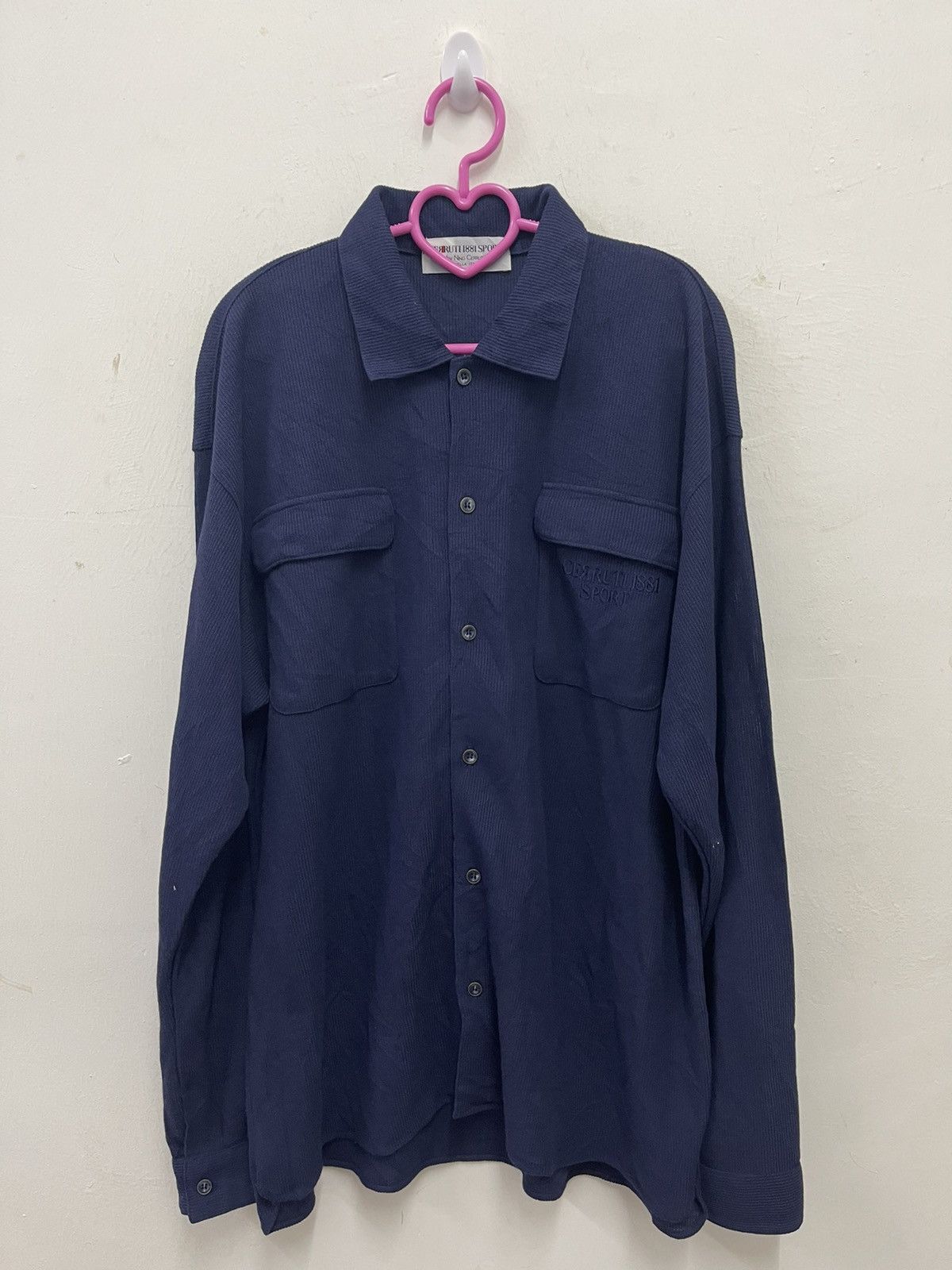 image of Vintage Cerruti 1881 Sport By Nino Cerutti Button Up Shirt in Dark Blue, Men's (Size Medium)