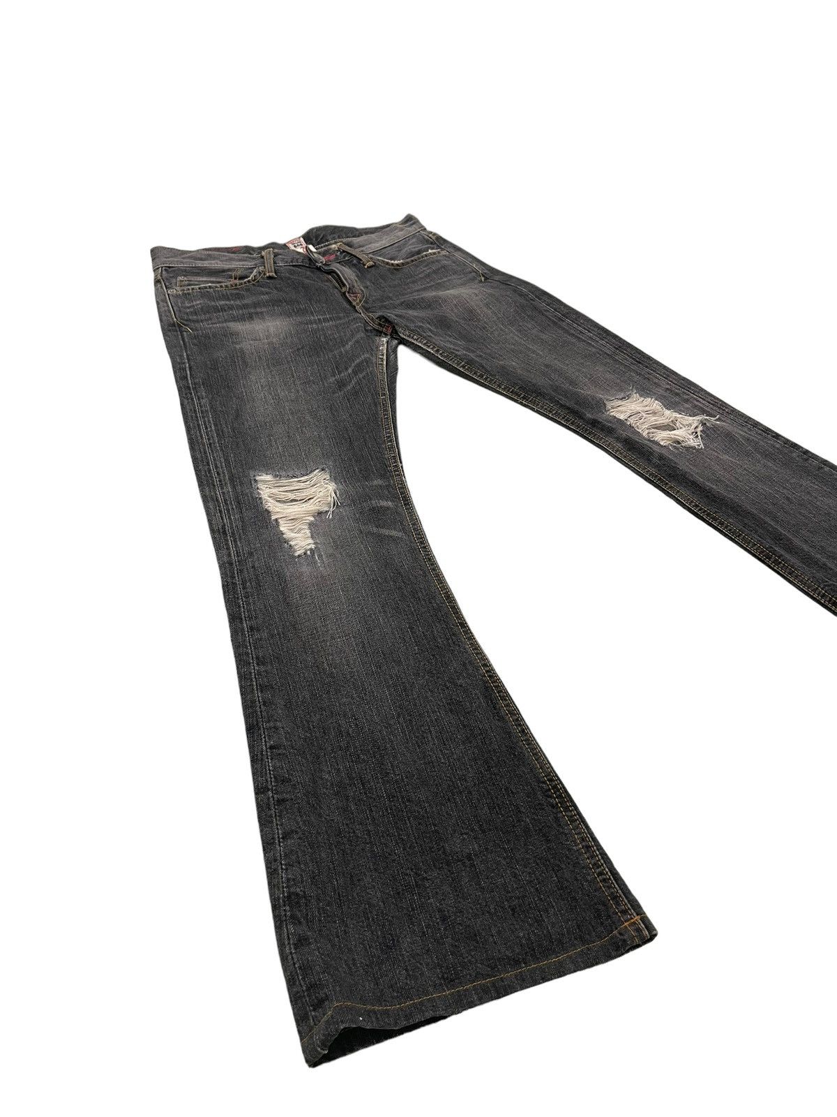 Edwin Flare Jeans Edwin Distress Denim Low Rise Boot Cut 2🟦8 Size US 30 / EU 46 - 1 Thumbnail