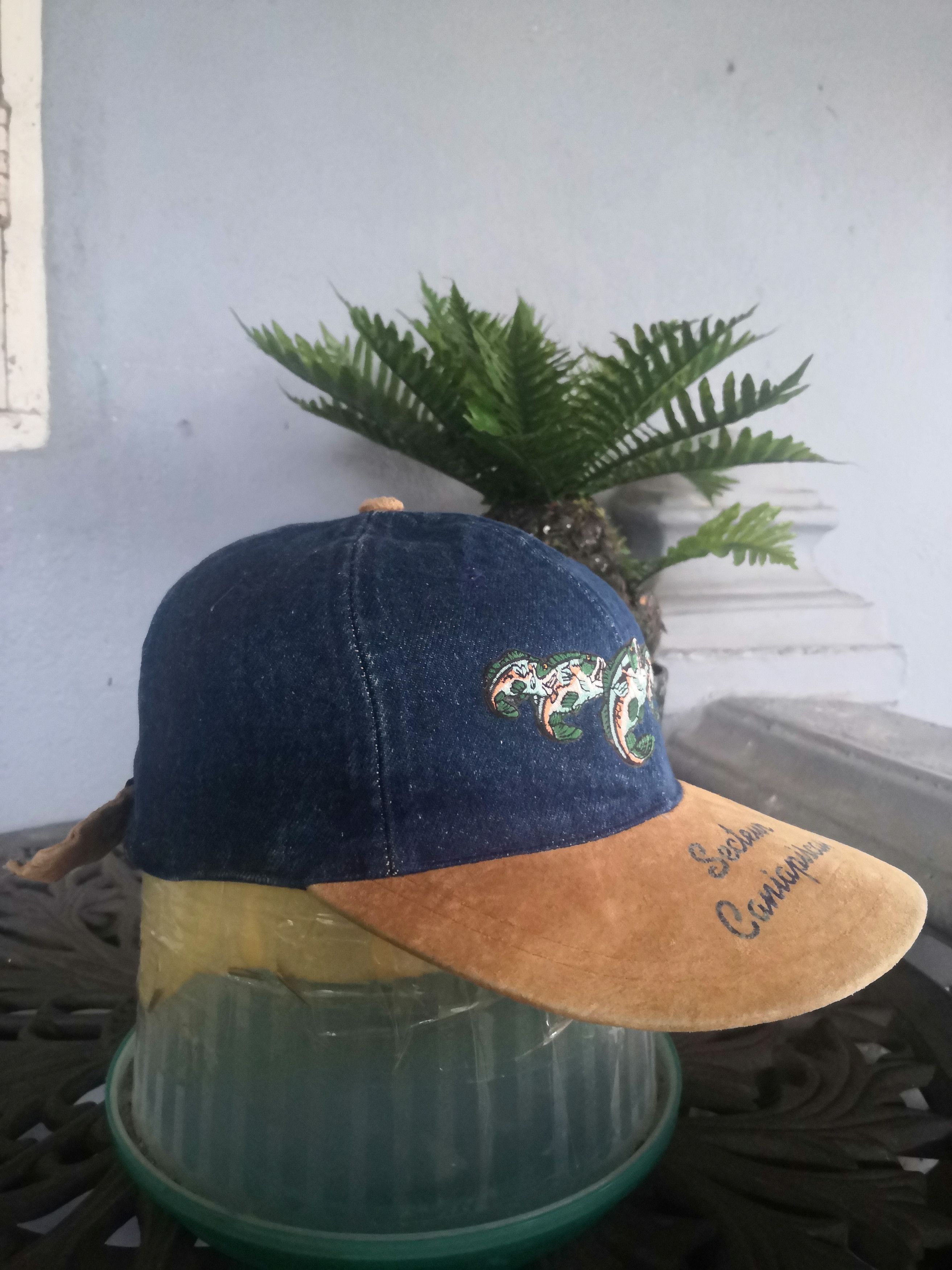 If Six Was Nine Secteur Caniapiscan Denim Leather Hat Cap Vintage Size ONE SIZE - 2 Thumbnail
