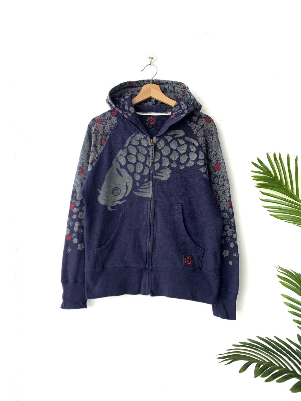 Japanese Brand Vintage Koi Sakura Over Print Zipper Hoodie Size US M / EU 48-50 / 2 - 1 Thumbnail