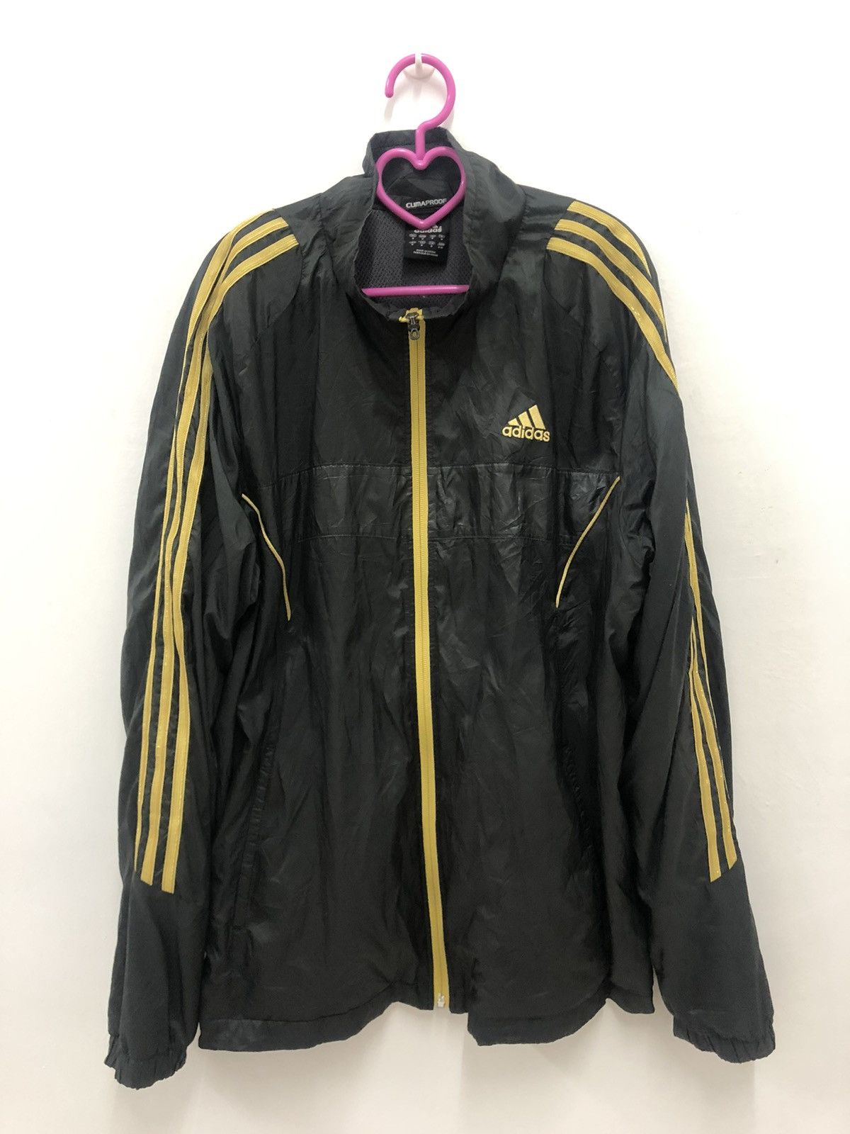 image of Adidas Gold Stripes Climaproof Sweater Jacket in Black/Gold, Men's (Size Medium)