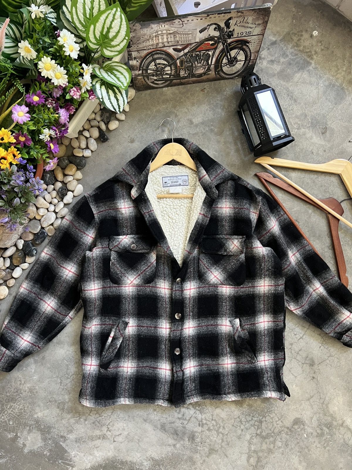 Japanese Brand × Vintage Vintage 🖤 Plaid Flannel Sherpa Jacket Size US L / EU 52-54 / 3 - 1 Thumbnail