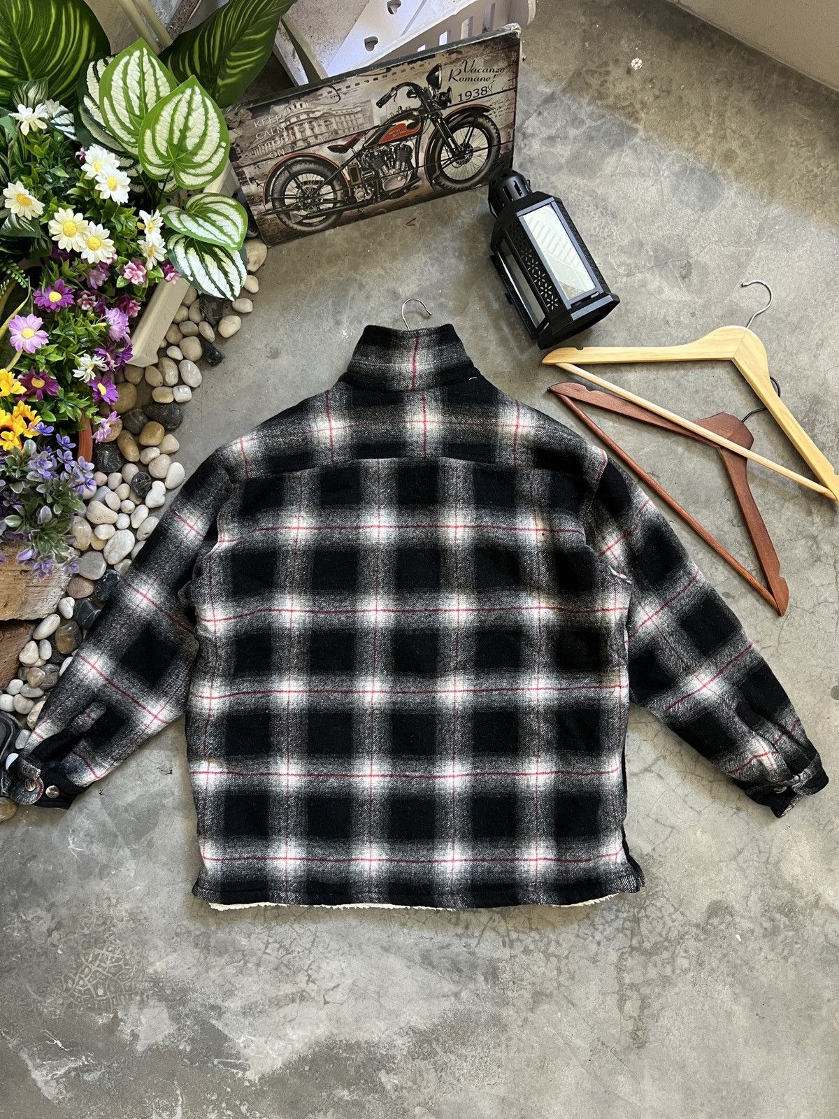 Japanese Brand × Vintage Vintage 🖤 Plaid Flannel Sherpa Jacket Size US L / EU 52-54 / 3 - 8 Thumbnail